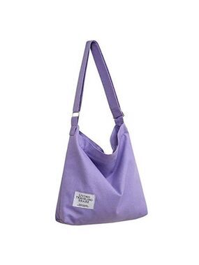 Purple Retro Canvas Shoulder Bag – Large Hobo Crossbody Tote Handbag with Zipper